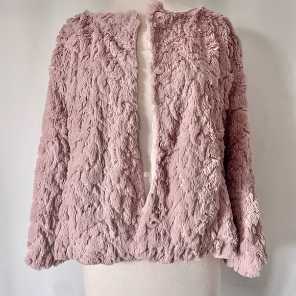 Sanctuary Jackets & Blazers - Blush Faux Fur & Sequin Jacket